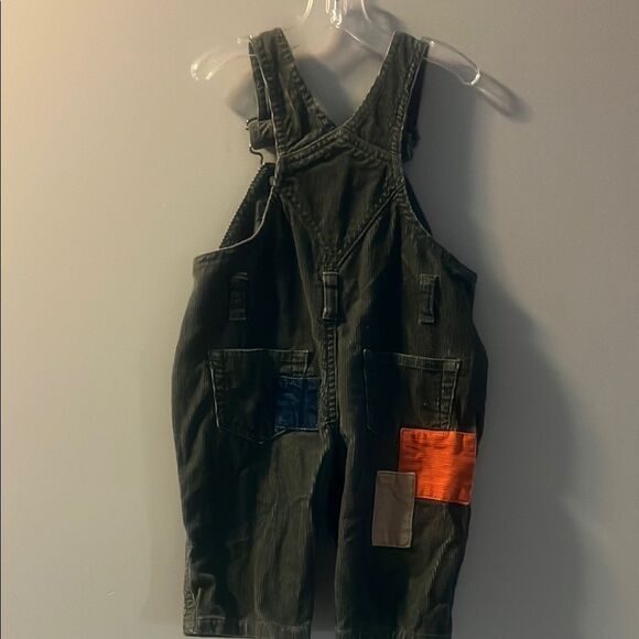 GAP Y2K Kids Olive Patchwork Overalls - Picture 4 of 6